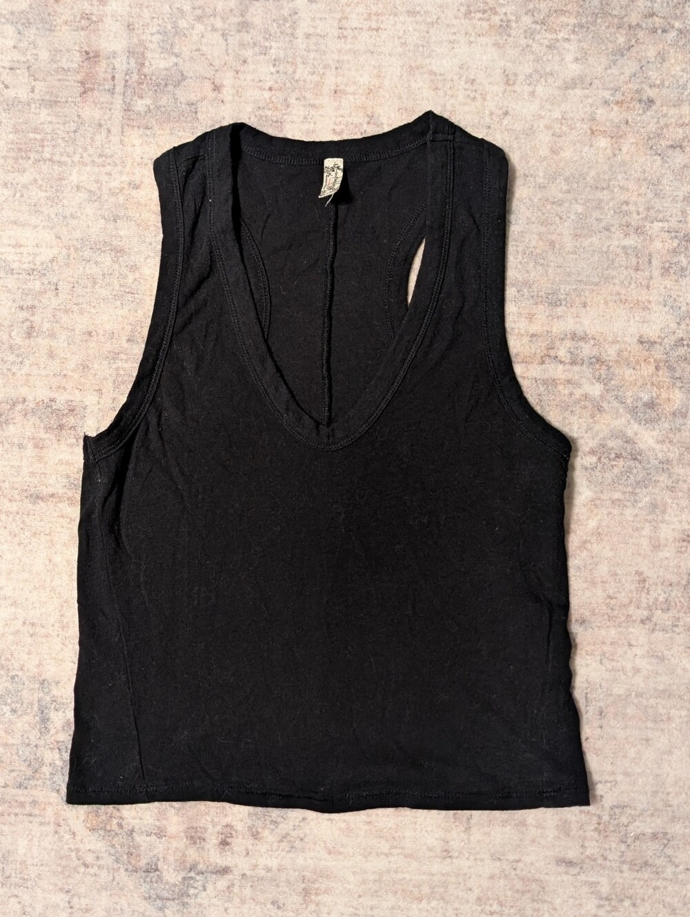 Intimantly Free People Black V-Neck Tank Top
